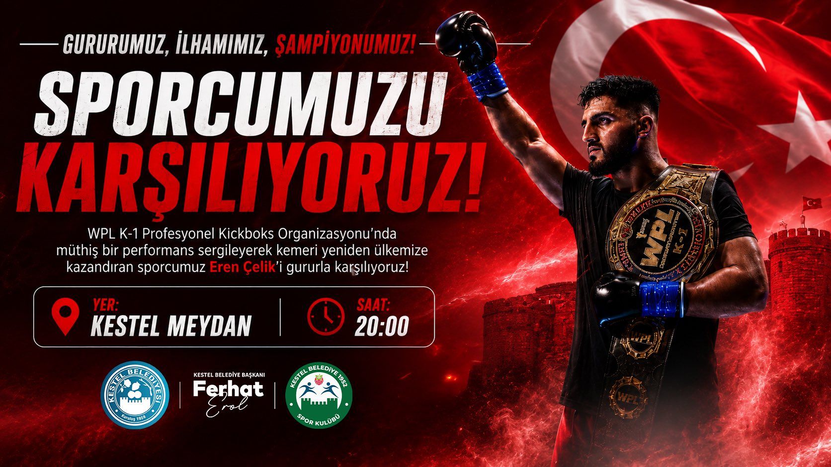 Hemşehrimiz Eren Çelik’i Kestel’imizde hep birlikte ağırlıyoruz.